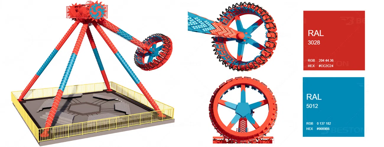 Маятник аттракцион в Сочи: тематическая и цветовая кастомизация